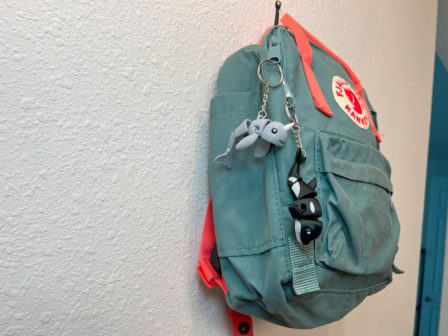 Articulated Orca & Narwhal Keychain Set: Fidget Toy Keyring