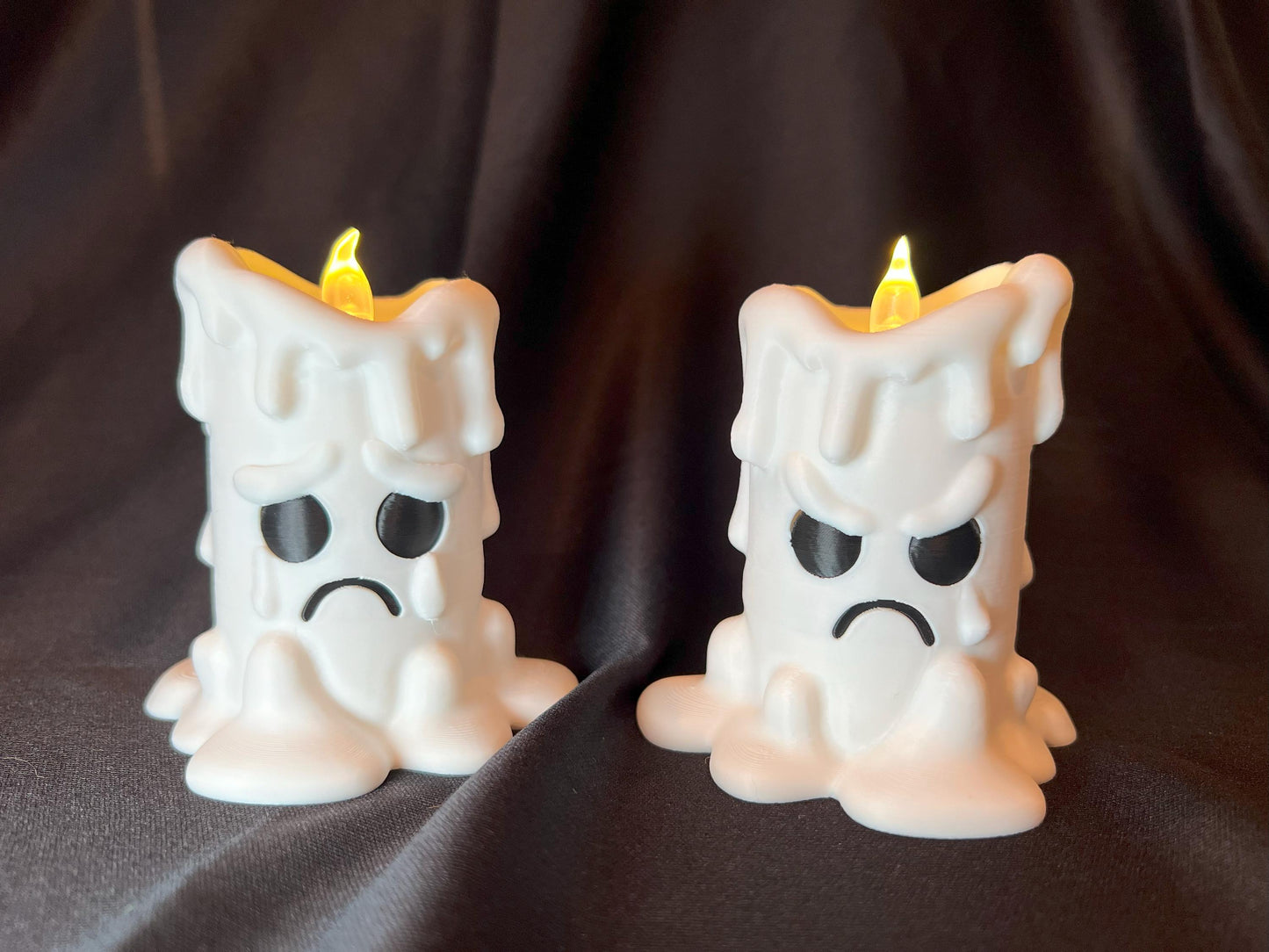 Spooky Cute 3D Printed Candle Set with Moody Faces