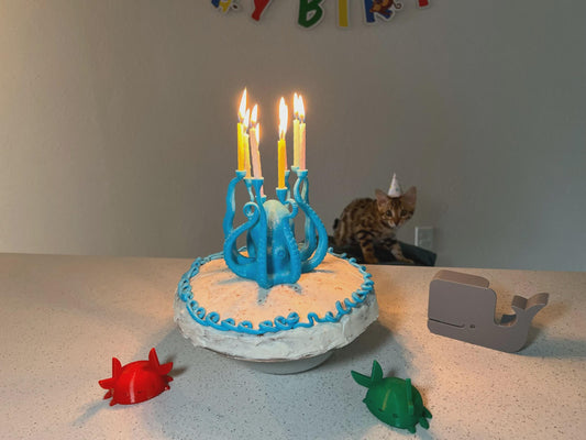 3D Printed Octopus Cake Topper: Ocean Theme Birthday Party Decoration