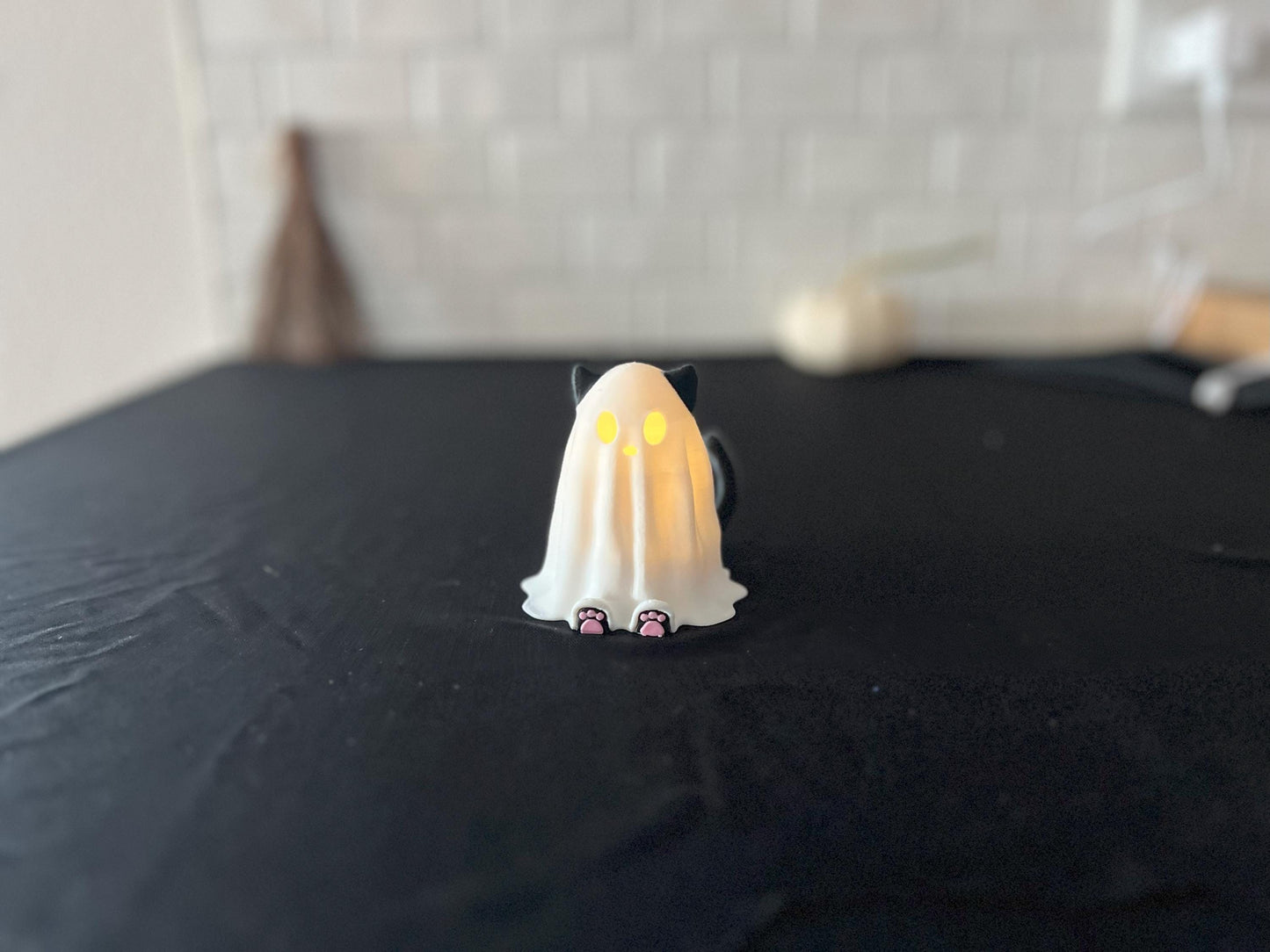 Glowing Ghost Cat Tea Light | Cute Halloween Cat Decoration & Gift