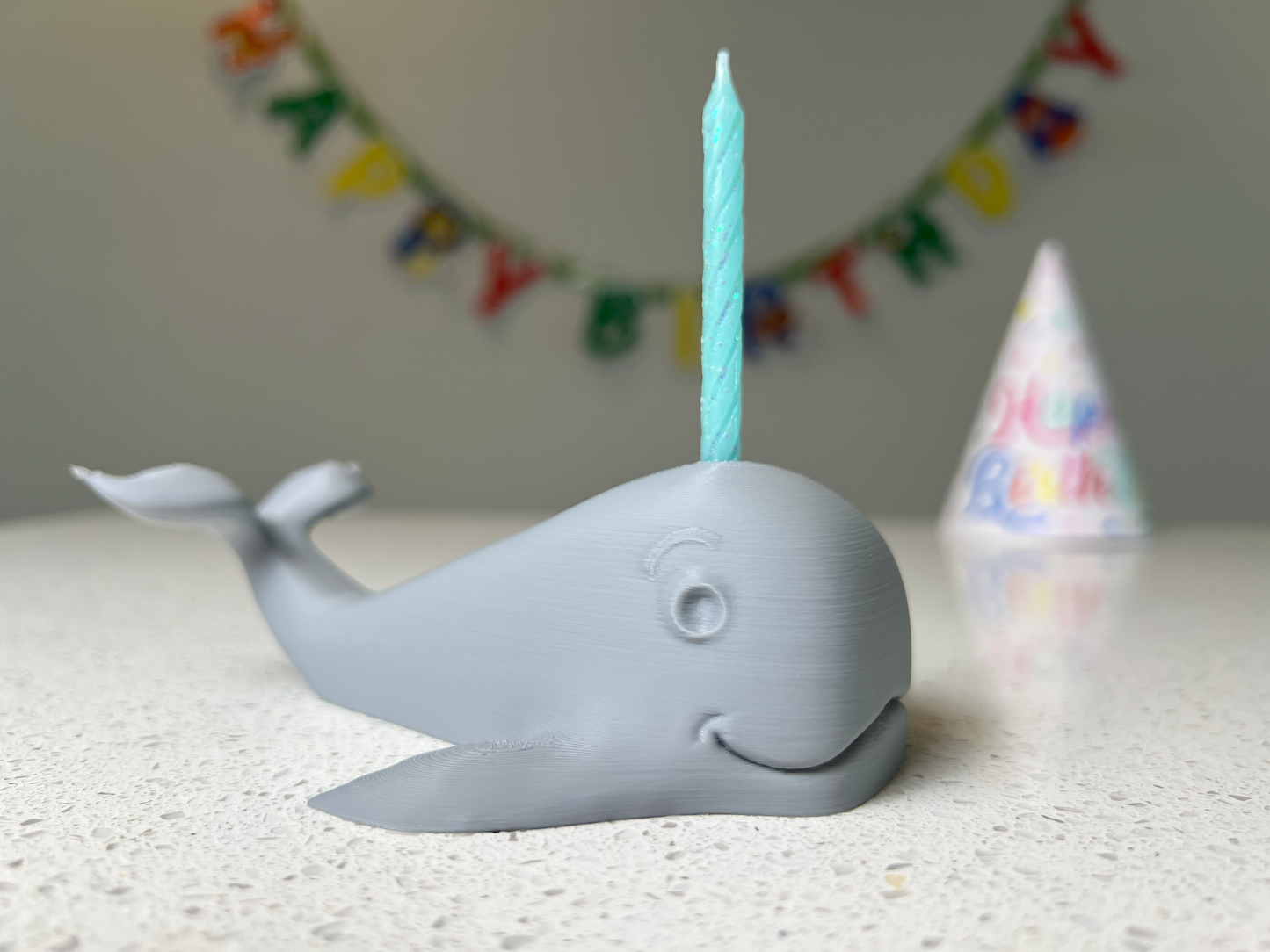 Whale Cake Topper – Reusable Ocean Party Candle Holder, Perfect for Kids’ Birthdays