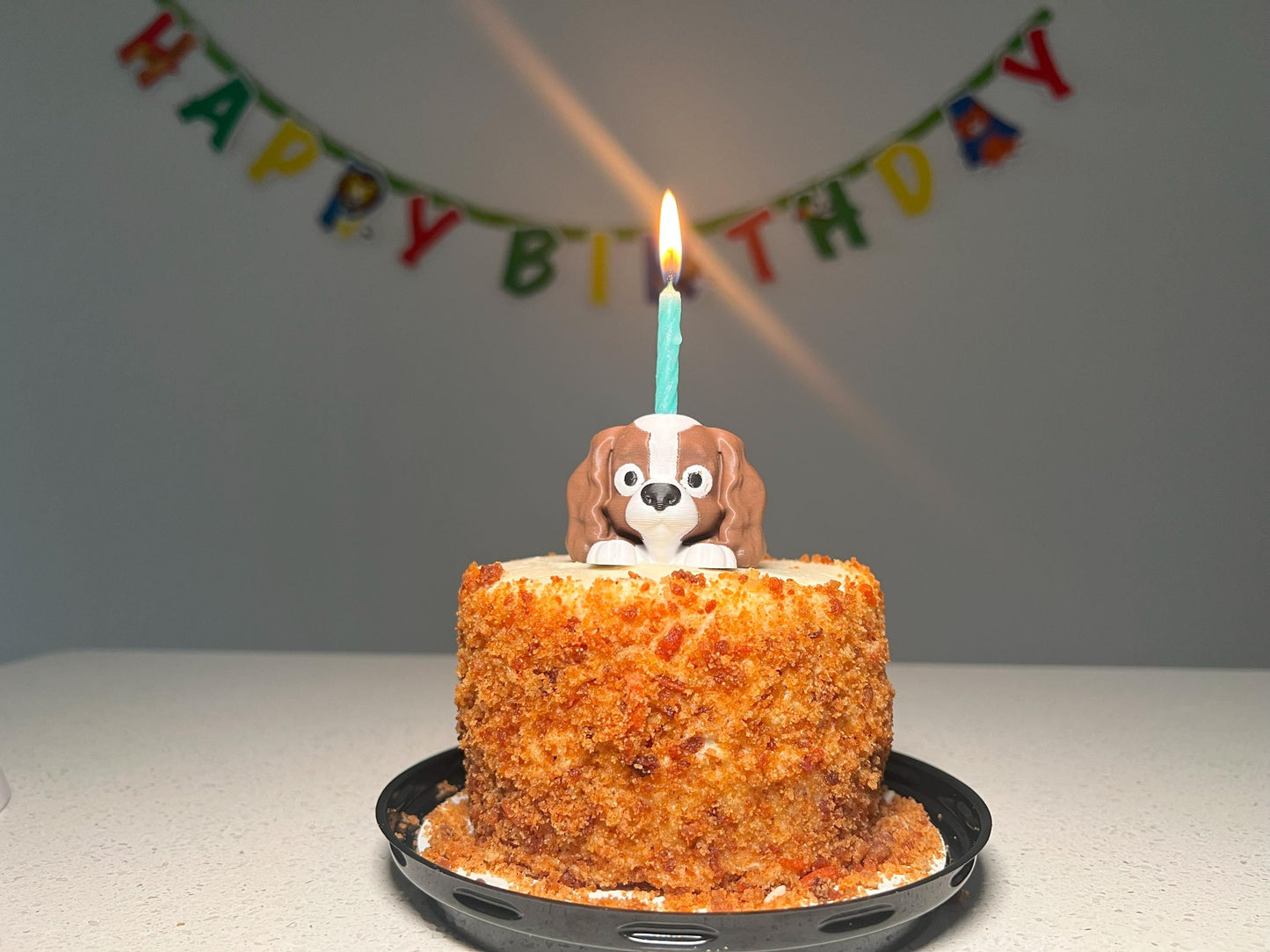 Spaniel Puppy Birthday Candle Holder Cake Topper