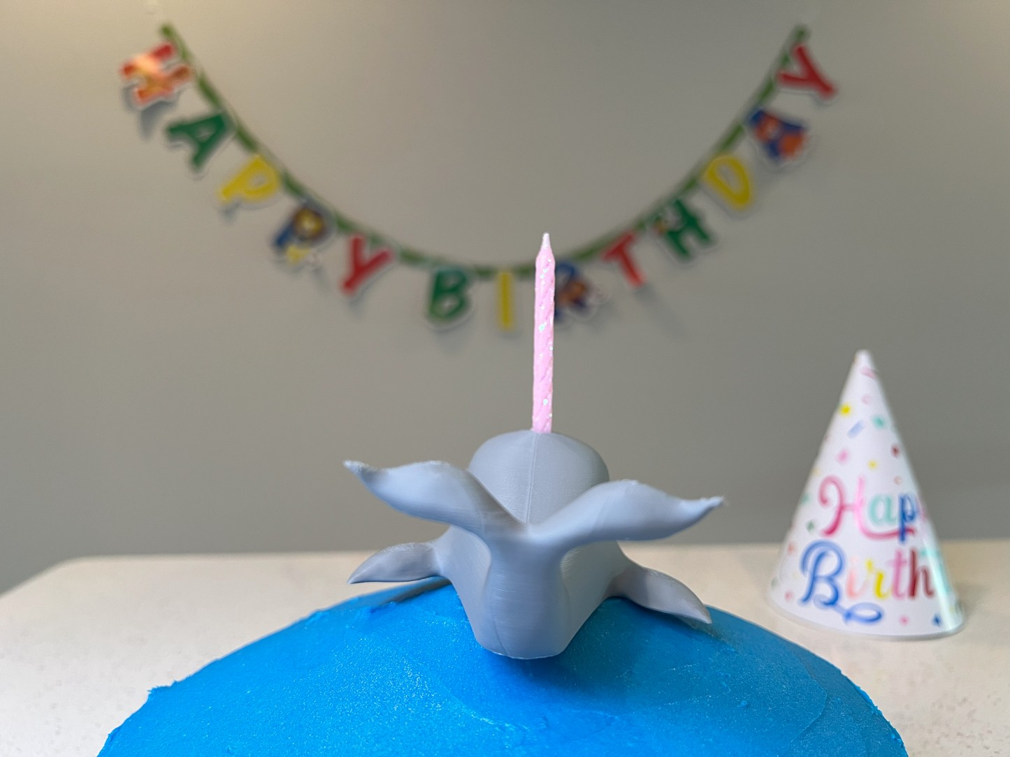 Whale Cake Topper – Reusable Ocean Party Candle Holder, Perfect for Kids’ Birthdays