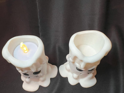 Spooky Cute 3D Printed Candle Set with Moody Faces
