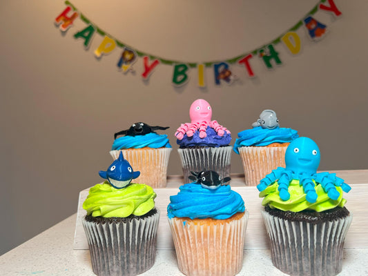 Set of 6 Sea Animal Toy Cupcake Toppers - Personalize Your Colors & Critters!