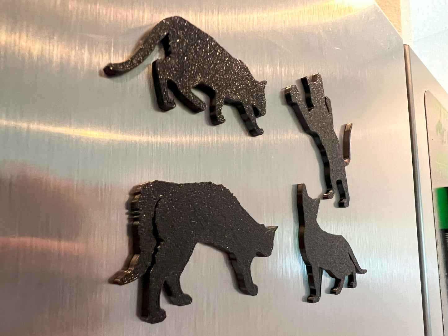 Black Cat Silhouette Magnets: Sparkle Finish, Set of 4