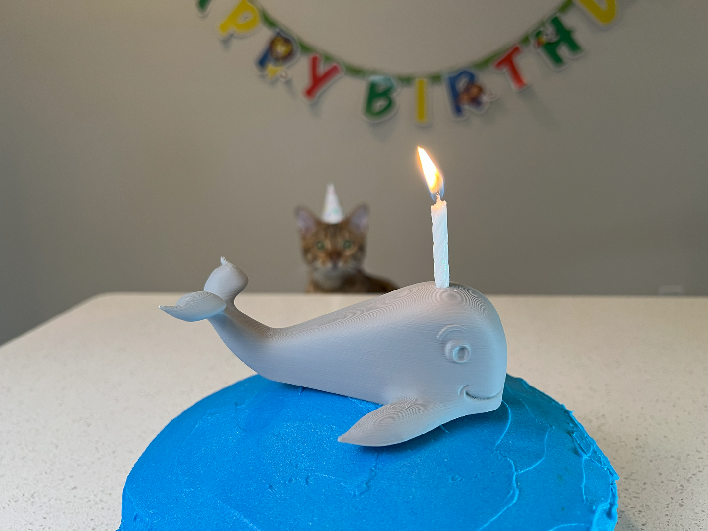 Whale Cake Topper – Reusable Ocean Party Candle Holder, Perfect for Kids’ Birthdays