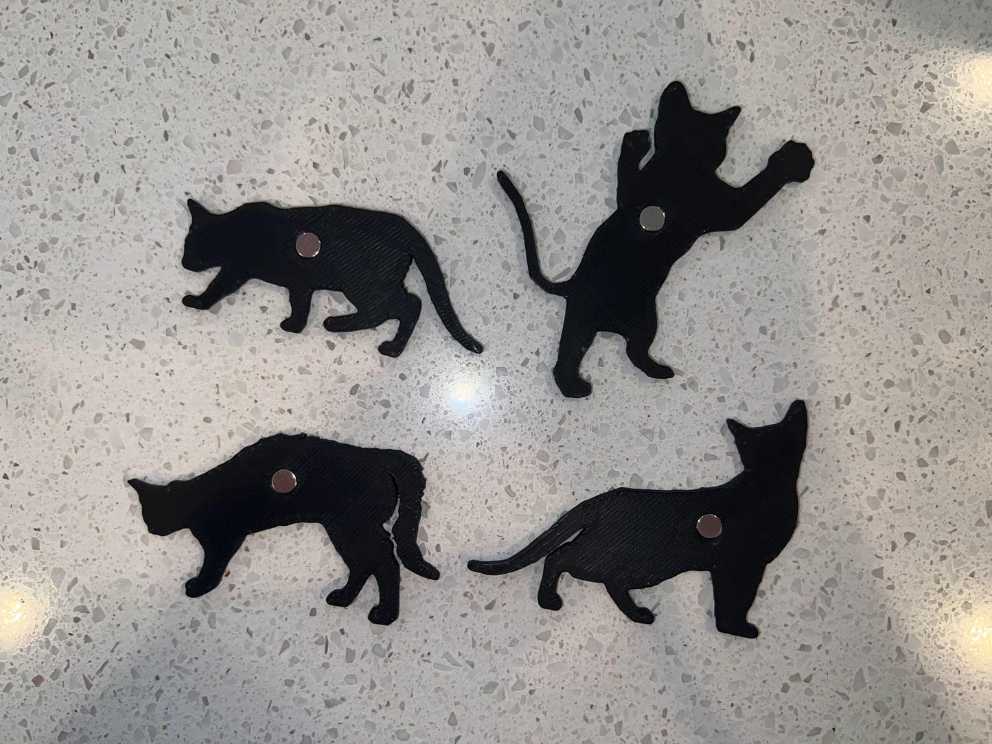 Black Cat Silhouette Magnets: Sparkle Finish, Set of 4