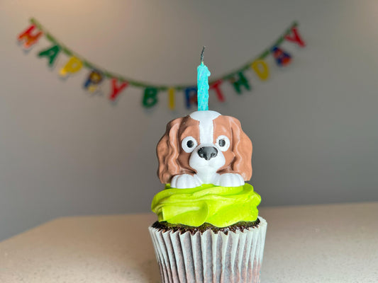 Spaniel Puppy Birthday Candle Holder Cake Topper