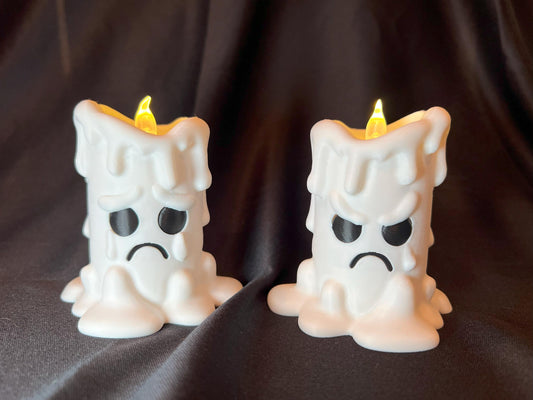 Spooky Cute 3D Printed Candle Set with Moody Faces