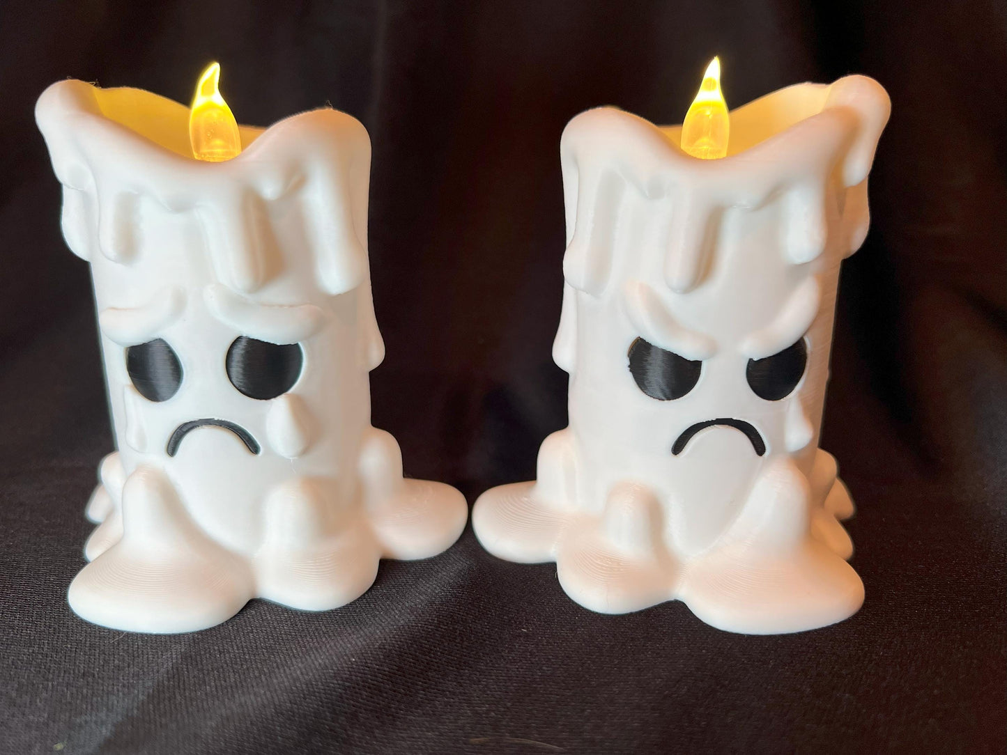 Spooky Cute 3D Printed Candle Set with Moody Faces