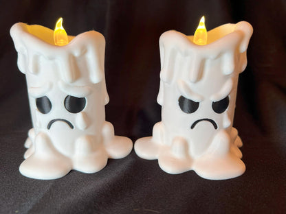 Spooky Cute 3D Printed Candle Set with Moody Faces