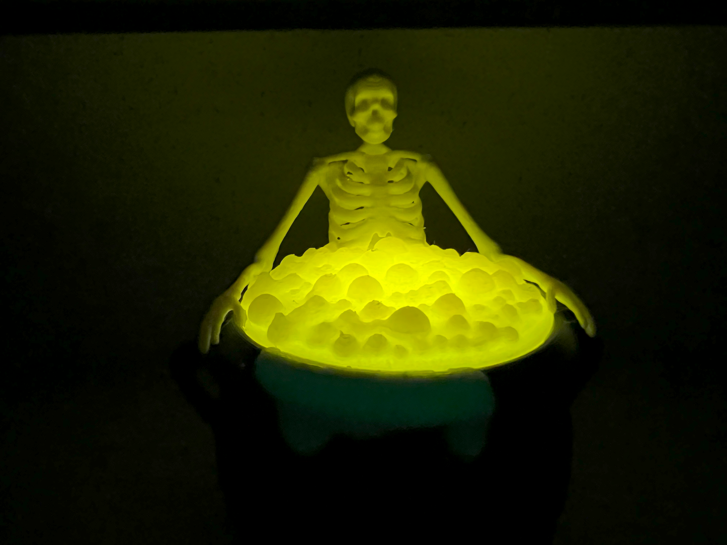 Glow in the Dark Skeleton Cauldron | 3D Printed Halloween Tea Light Holder