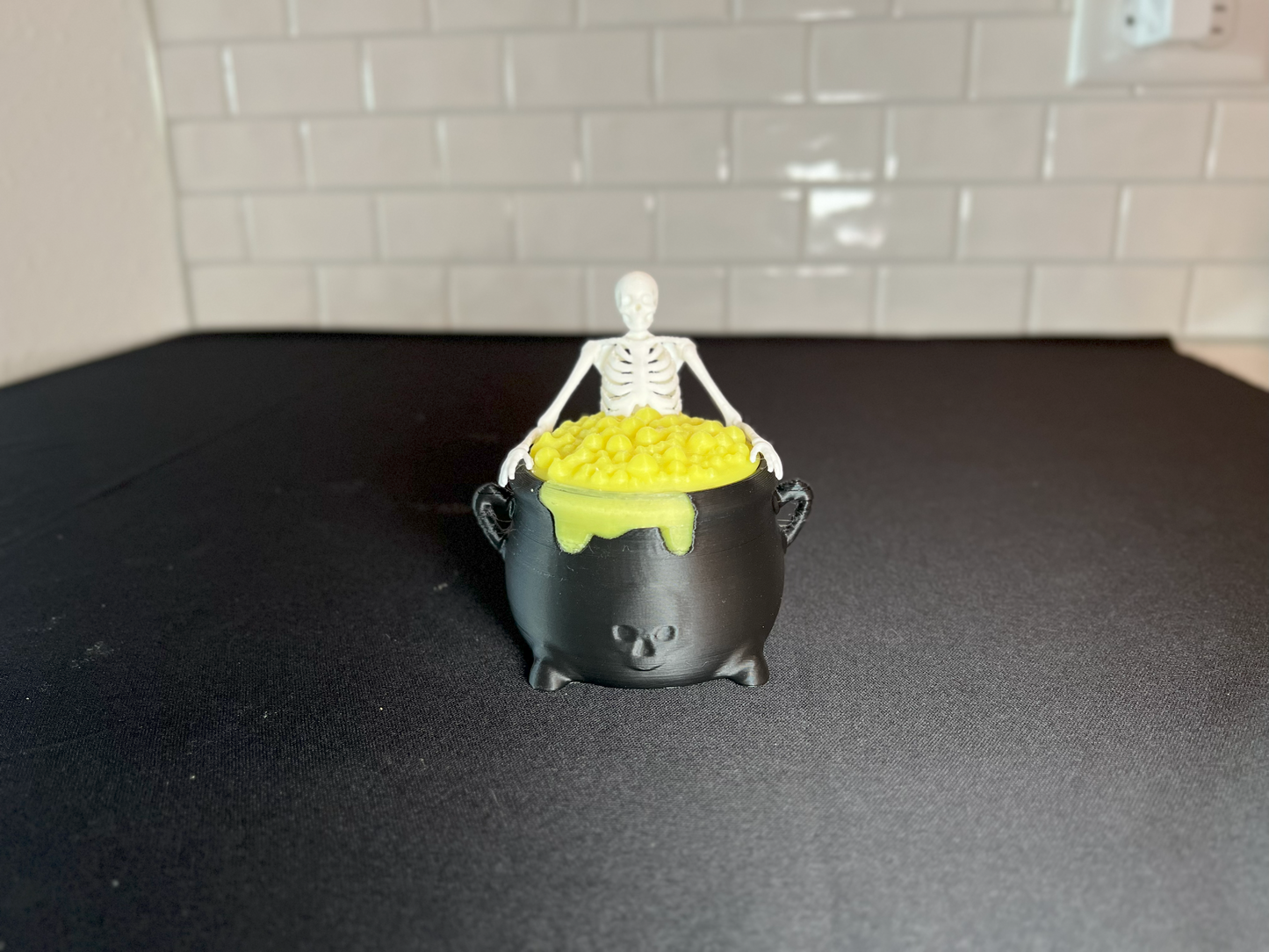 Glow in the Dark Skeleton Cauldron | 3D Printed Halloween Tea Light Holder