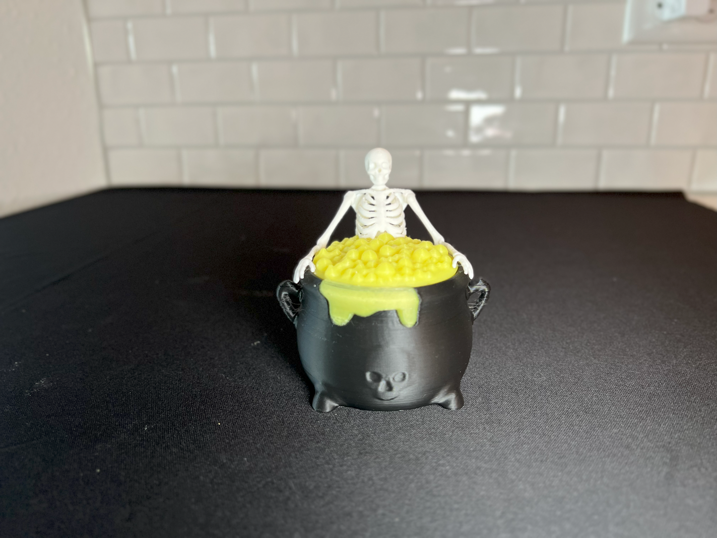 Glow in the Dark Skeleton Cauldron | 3D Printed Halloween Tea Light Holder