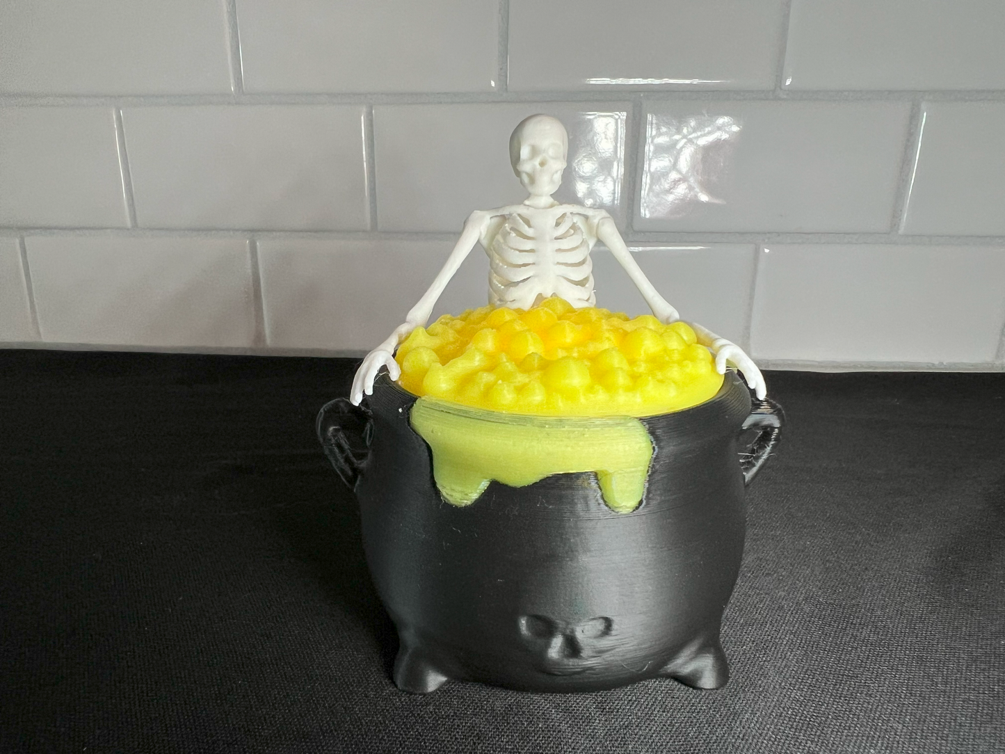 Glow in the Dark Skeleton Cauldron | 3D Printed Halloween Tea Light Holder