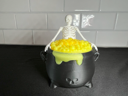 Glow in the Dark Skeleton Cauldron | 3D Printed Halloween Tea Light Holder