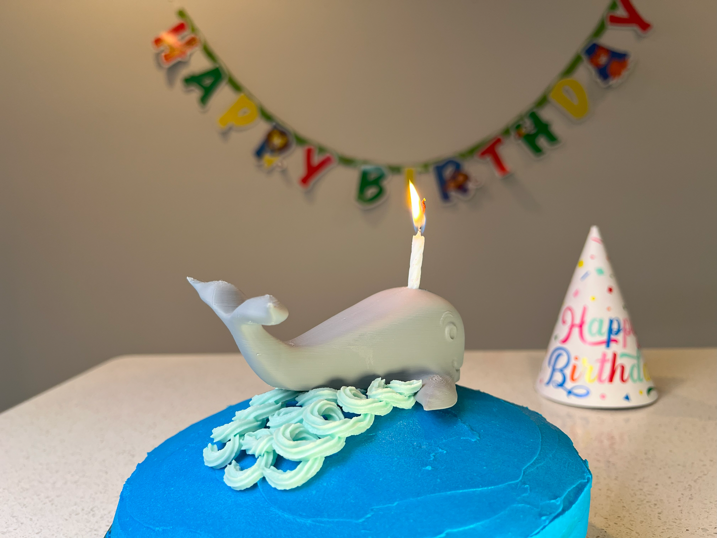 Whale Cake Topper – Reusable Ocean Party Candle Holder, Perfect for Kids’ Birthdays