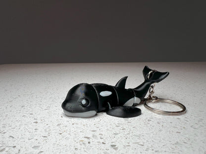 Articulated Orca & Narwhal Keychain Set: Fidget Toy Keyring