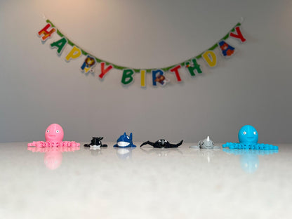 Set of 6 Sea Animal Toy Cupcake Toppers - Personalize Your Colors & Critters!