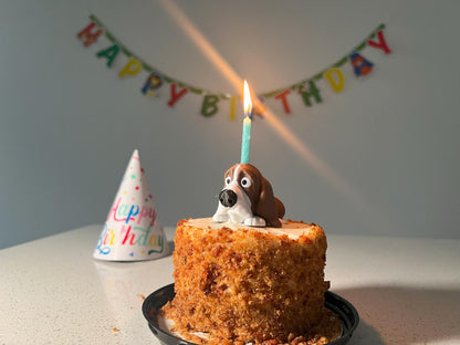 Basset Hound Cake Topper: Articulated Toy Candle Holder