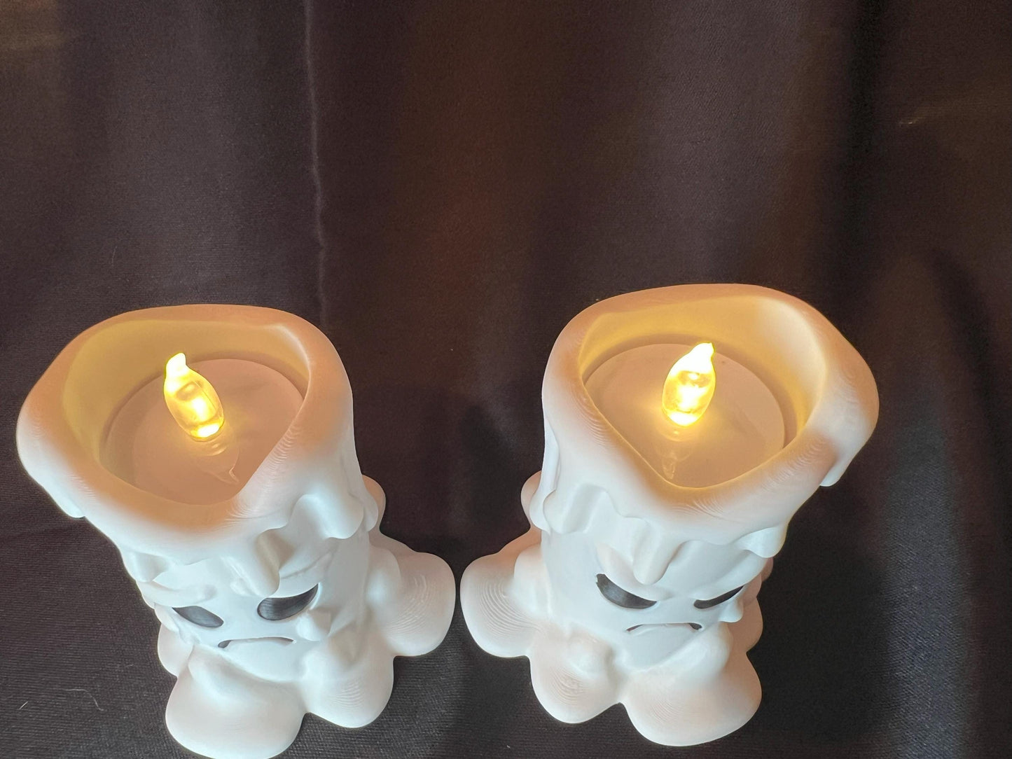 Spooky Cute 3D Printed Candle Set with Moody Faces