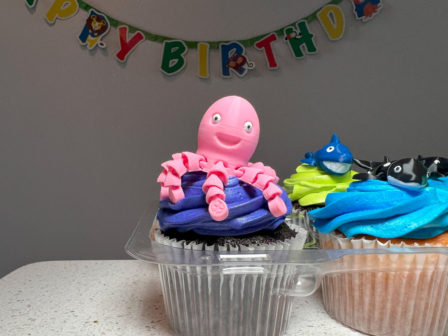 Set of 6 Sea Animal Toy Cupcake Toppers - Personalize Your Colors & Critters!