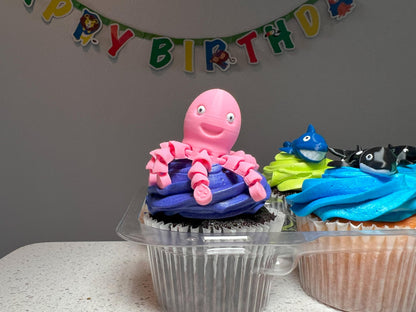 Set of 6 Sea Animal Toy Cupcake Toppers - Personalize Your Colors & Critters!