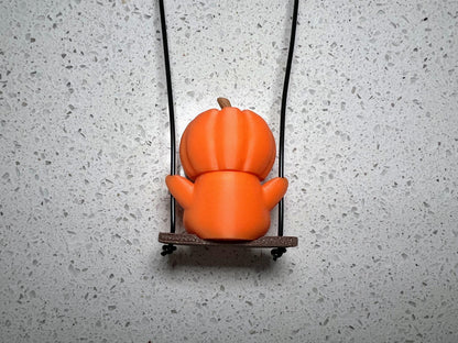 Hanging Pumpkin Swing Figurine | Autumn Car or Home Décor Gift