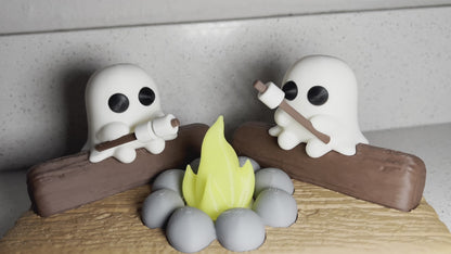 Spooky Cute Ghosts Roasting Marshmallows | Glow-in-the-Dark Campfire Decoration