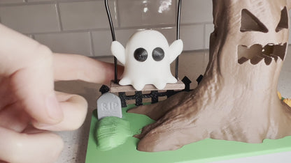 Ghost on Swing with Spooky Tree & Tea Light Halloween Décor