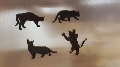 Black Cat Silhouette Magnets: Sparkle Finish, Set of 4