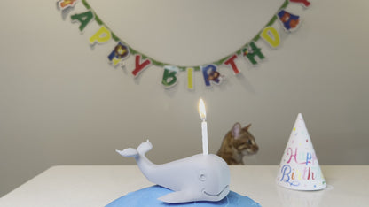 Whale Cake Topper – Reusable Ocean Party Candle Holder, Perfect for Kids’ Birthdays